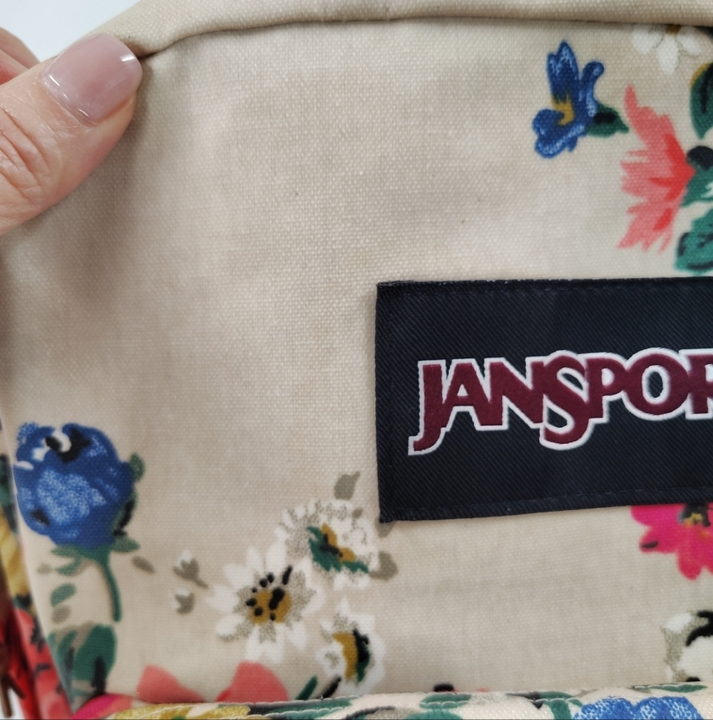 Jansport Right Pack Expressions Backpack Student Floral Coated Canvas Suede Lg - Picture 4 of 11